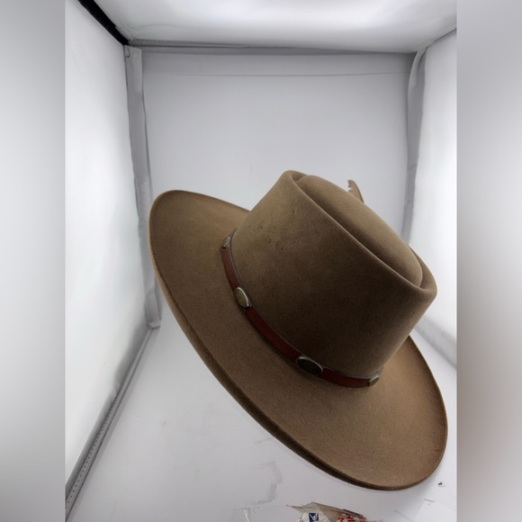 Stetson The Gun Club XXXX Cowboy Hat Size 7 USA Made Brown Leather - Picture 14 of 14